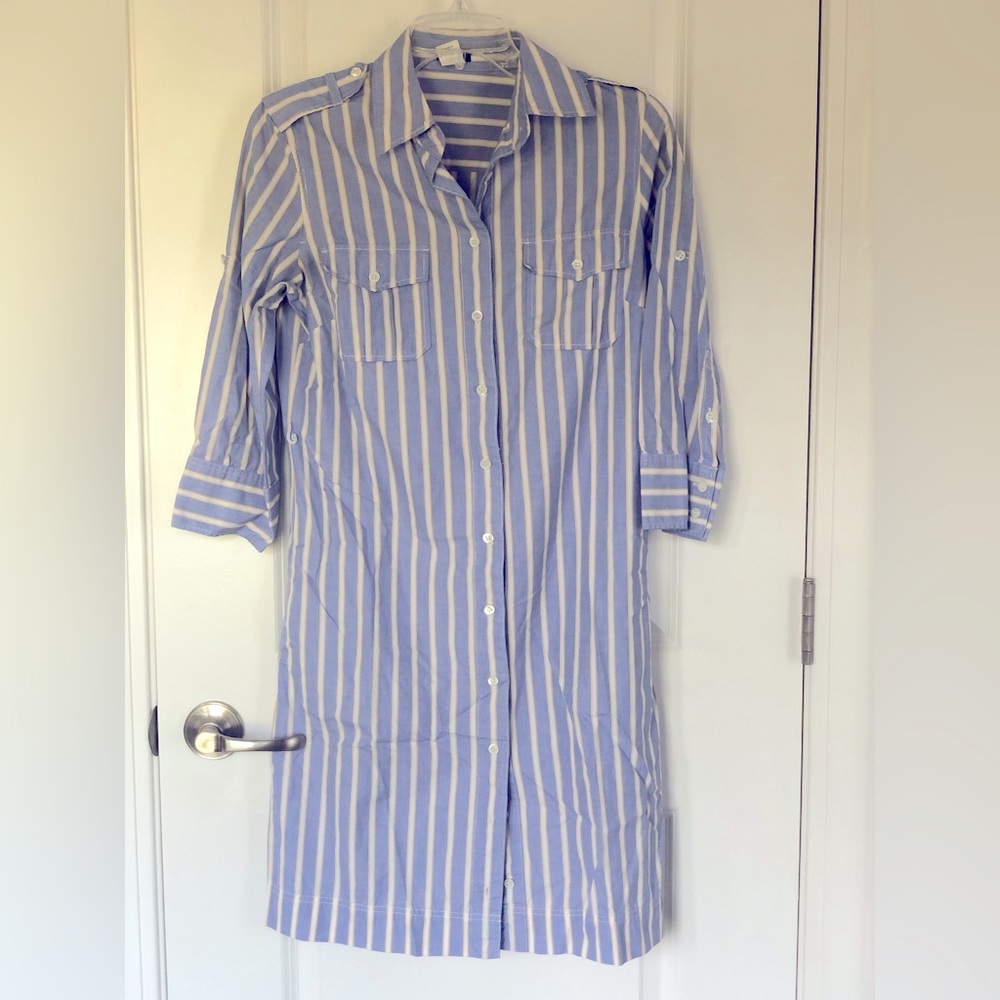 J.Crew Factory Collared Striped Shirt Dress